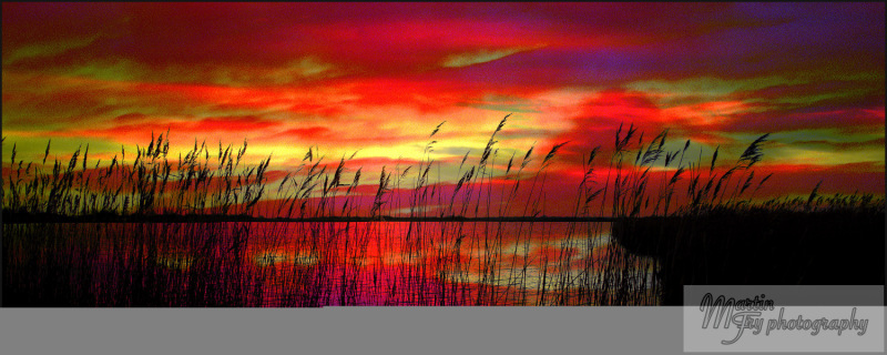 Sunset over lake